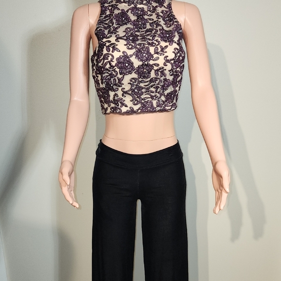 Purple Embellished Crop Tank Top - Picture 7 of 9